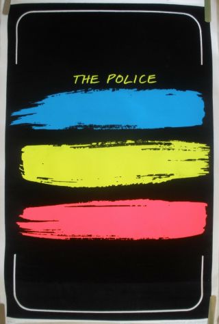 Rare The Police Synchronicity 1983 Vintage Black Light Music Poster