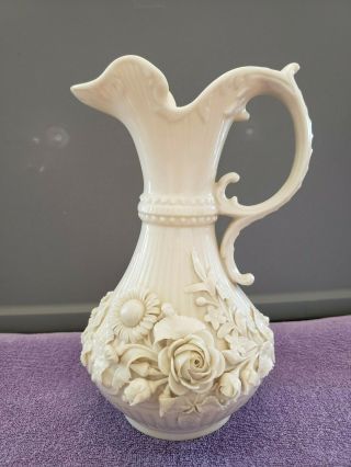 Vintage Belleek Ireland Porcelain Pitcher/vase - Green Mark
