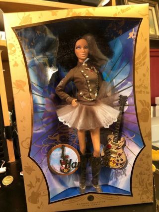 2007 Gold Label Hard Rock Cafe Aa Model Muse Mattel Barbie Doll With Pin