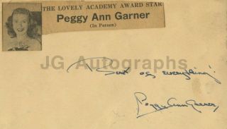 Peggy Ann Garner - Classic Child Actress - Authentic Autographed 4x6 " Index Card