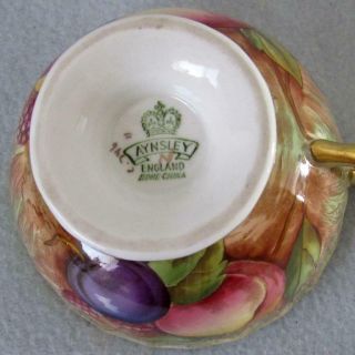 VTG AYNSLEY FRUIT ORCHARD CUP & SAUCER SIGNED N.  BRUNT GOLD & YELLOW 5