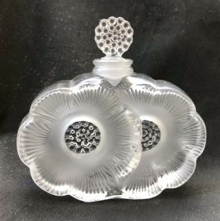 Signed Lalique Deux Fleurs Perfume Bottle W/floral Stopper