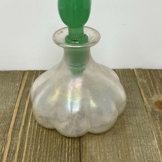 Antique Carder Era STEUBEN Verre de Soie Perfume Bottle Jade Green Stopper 4