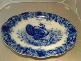 Vtg Wedgwood England Flow Blue Turkey Platter Royal Semi Porcelain 15.  75 " Oval
