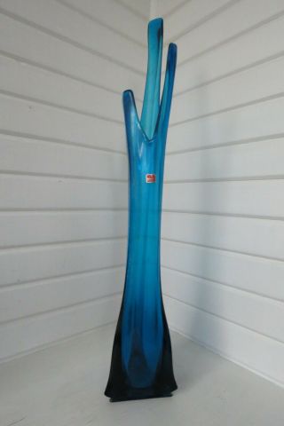 30 " Mid Century Mod Viking Glass Vase Bluenique Stretch Glass Vase