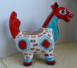 Vintage De Simone Signed Italian Art Pottery Majolica Planter Horse Desimone