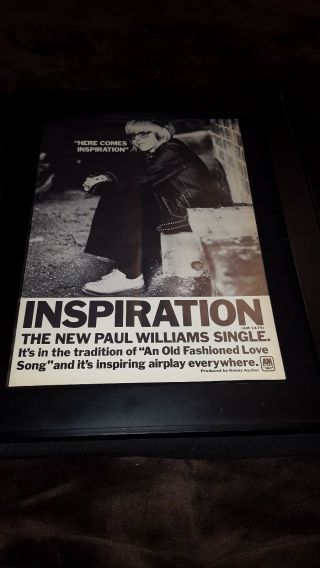 Paul Williams Here Comes Inspiration Rare Promo Poster Ad Framed
