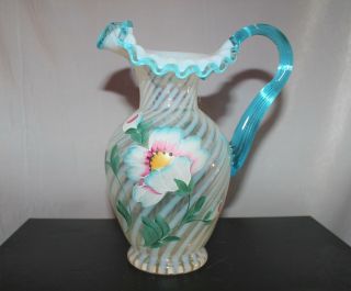 Fenton French Opalescent Spiral Optic Anniversary Pitcher
