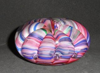 Joe St.  Clair Large Heavy Art Glass Paperweight Pink Blue Red 4 