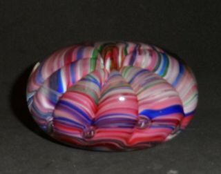 Joe St.  Clair Large Heavy Art Glass Paperweight Pink Blue Red 4 