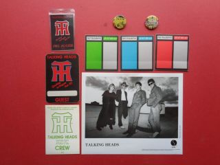 Talking Heads,  Promo Photo,  6 Backstage Passes,  Steel Pin Buttons,  Rare Originals
