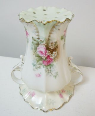 Antique Rs Prussia Muffineer Floral Spray Double - Handled
