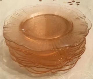12 American Sweetheart Pink Depression Glass Biscuit Cookie Tea Plates 6.  25 "