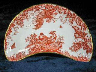 Royal Crown Derby Red Aves Crescent Salad Plate,