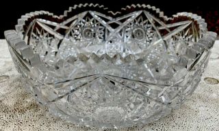 American Brilliant Period Cut Glass Bowl “rings Like A Bell ” Massive
