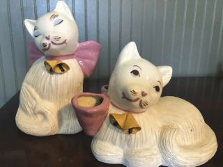 Fabulous Rare Set Hedi Schoop Cat Pottery Kittens & Bows Marked I,  Ii &artist X