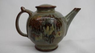 Signed Mid - Century Cecil Strawn Studio Art Pottery 6 " Coffee/tea Pot Drip Glaze