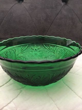Hard To Find Anchor Hocking Forest Green Sandwich 6 - 1/4 " Scalloped Bowl