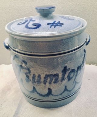 - Rumtopf Vintage Blue On Gray Glaze Large Crock