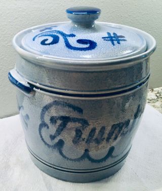 - RUMTOPF Vintage Blue On Gray Glaze Large Crock 2