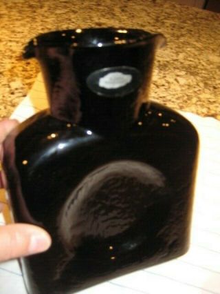 Vintage Blenko Black Ebony Glass Double Spout Water Pitcher 2004 Signed