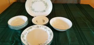 21Corning Ware Corelle Callaway Ivy Green Platter/Plates Cereal Bowls/Serv Bowl 2