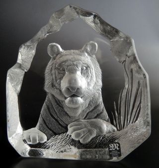 Mats Jonasson Tiger 3611 Large 15cm Swedish Crystal Art Glass Sculpture