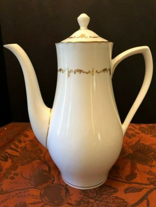 Very Rare Royal Worcester Gold Chantilly Tall Coffee / Tea Pot