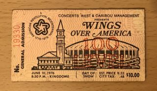 1976 Wings Seattle Kingdome Concert Ticket Stub The Beatles Paul Mccartney Jet 1