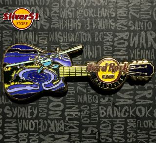 Hard Rock Cafe Maldives Guitar With Plane Pin
