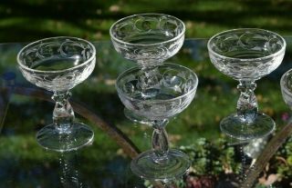 Vintage Etched Cocktail Glasses,  Set of 4,  Heisey,  circa 1940 ' s,  Champagne Coupe 6