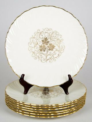 Lenox Orleans Dinner Plates Set Of 7 Gold Leaves & Scrolls Vintage Fine China