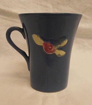 Very Rare Vintage Coors Pottery Rosebud Blue Handled Mug
