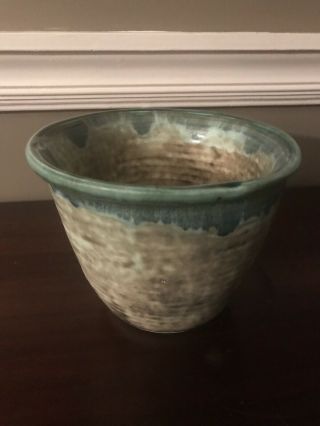 Mccarty Art Pottery Jade Glazed Merigold Mississippi Signed Popcorn Mixing Bowl