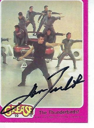 John Travolta Signed 1978 Topps " Grease " Pink 10 - The Thunderbirds