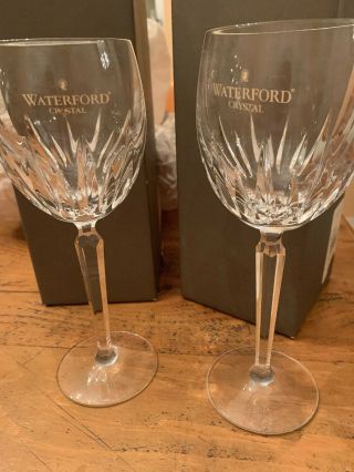 Signed Pair Waterford Crystal Wynnewood 8 " White Wine Goblets
