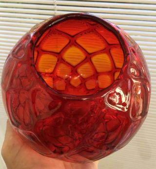 Gorgeous Thomas Webb Art & Crafts Ruby Red Honeycomb Glass Vase Signed