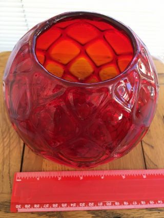 Gorgeous Thomas Webb Art & Crafts Ruby Red Honeycomb Glass Vase Signed 4