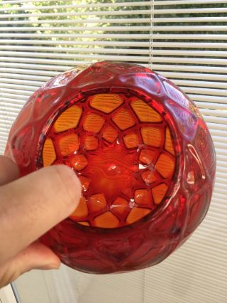 Gorgeous Thomas Webb Art & Crafts Ruby Red Honeycomb Glass Vase Signed 6