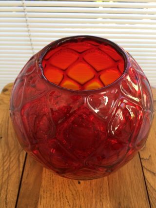 Gorgeous Thomas Webb Art & Crafts Ruby Red Honeycomb Glass Vase Signed 7