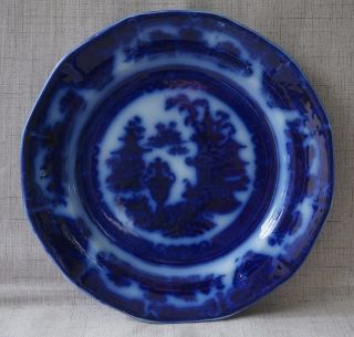 Pw - Podmore Walker & Co.  Stoneware Temple Flow Blue Dinner Plate 9 3/4 "