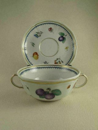 Italian Fruits By Richard Ginori Porcelain Cream Soup Bowl (s) & Saucer Set (s)