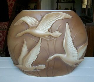 Phoenix Glass Flying Geese Vase In Pale Brown