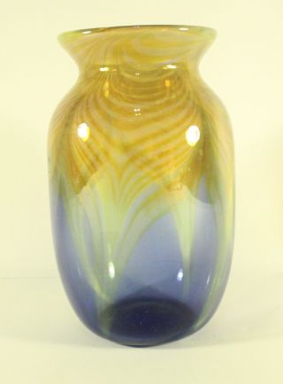 K.  Rosenfeld Studio Art Glass Pulled Feather Vase,  Signed K.  Rosenfeld ' 76 4