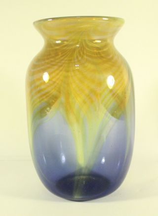 K.  Rosenfeld Studio Art Glass Pulled Feather Vase,  Signed K.  Rosenfeld ' 76 5