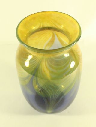 K.  Rosenfeld Studio Art Glass Pulled Feather Vase,  Signed K.  Rosenfeld ' 76 6