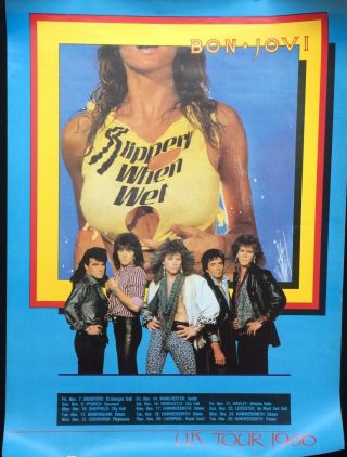 Vintage Bon Jovi - 1986 - Slippery When Wet - European Tour Poster