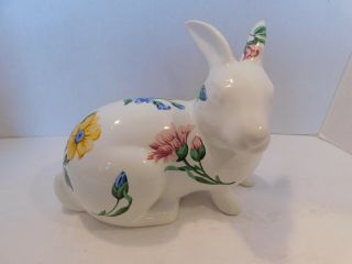 Tiffany & Co Sintra Floral Porcelain Bunny Rabbit Hand Painted 1996 Portugal