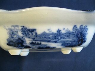 Flow Blue Ironstone footed Serving Bowl - W.  Adams Co.  - England 12,  