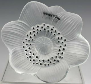Lalique France French Frosted Crystal Anemone Flower Art Glass Paperweight Hld